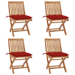 Cadeiras de jardim dobráveis c/ almofadões 4 pcs teca maciça