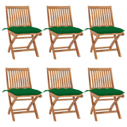 Cadeiras de jardim dobráveis c/ almofadões 6 pcs teca maciça