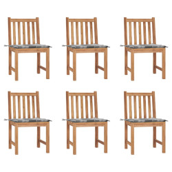 Cadeiras de jardim 6 pcs c/ almofadões madeira de teca maciça