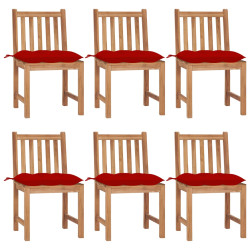 Cadeiras de jardim 6 pcs c/ almofadões madeira de teca maciça
