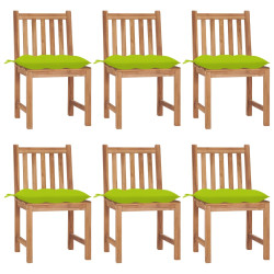 Cadeiras de jardim 6 pcs c/ almofadões madeira de teca maciça