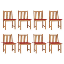 Cadeiras de jardim 8 pcs c/ almofadões madeira de teca maciça