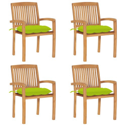 Cadeiras de jardim empiháveis c/ almofadões 4 pcs teca maciça