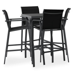 5 Pcs conjunto de bar para jardim preto