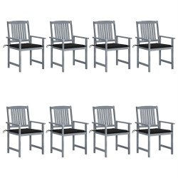 Cadeiras de jardim c/ almofadões 8 pcs acácia maciça cinzento