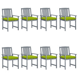 Cadeiras de jardim c/ almofadões 8 pcs acácia maciça cinzento