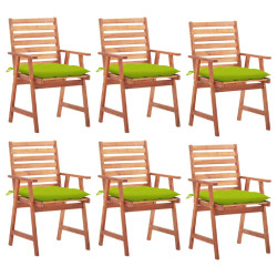 Cadeiras de jantar p/ jardim 6 pcs c/ almofadões acácia maciça