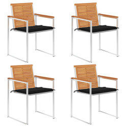 Cadeiras de jardim c/ almofadões 4 pcs madeira de acácia maciça