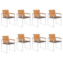 Cadeiras de jardim 8 pcs c/ almofadões madeira de acácia maciça
