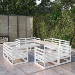 8 Pcs conjunto lounge de jardim pinho maciço branco