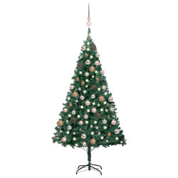 Árvore natal artificial pré-iluminada c/ bolas 150 cm PVC verde