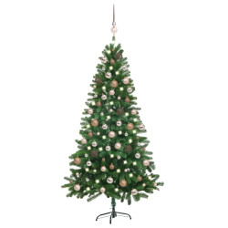 Árvore natal artificial pré-iluminada c/ bolas 150 cm verde