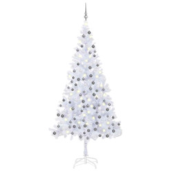 Árvore natal artificial pré-iluminada c/ bolas branco