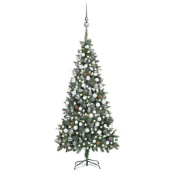 Árvore natal artificial pré-iluminada c/ bolas e pinhas 210 cm