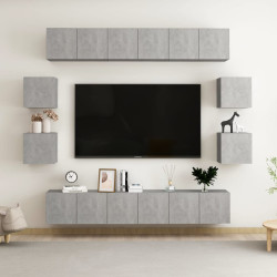 10 Pcs conjunto de móveis de TV contraplacado cinzento cimento