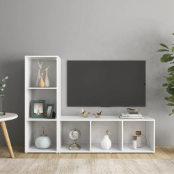 Móveis de TV 2 pcs 107x35x37 cm contraplacado branco
