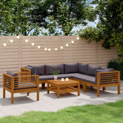 7 Pcs conjunto lounge de jardim com almofadões acácia maciça