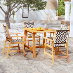 5 Pcs conjunto de jantar para jardim madeira de acácia maciça