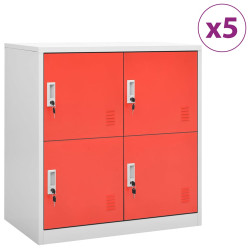 Cacifos 5 pcs 90x45x92,5 cm aço cinzento-claro e vermelho