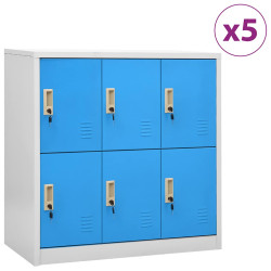Cacifos 5 pcs 90x45x92,5 cm aço cinzento-claro e azul