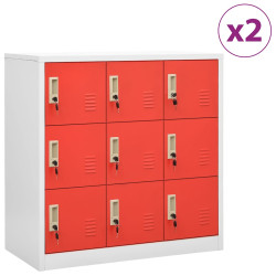 Cacifos 2 pcs 90x45x92,5 cm aço cinzento-claro e vermelho