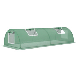 Mini estufa para cultivo de plantas com 4 janelas estrutura em aço e cobertura de PE anti-UV 200x80x45 cm verde