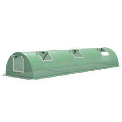 Estufa pequena para cultivo de plantas com 5 janelas estrutura em aço e cobertura de PE anti-UV 300x80x45 cm verde