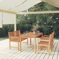 4 Pcs conjunto de jantar p/ jardim madeira de teca maciça