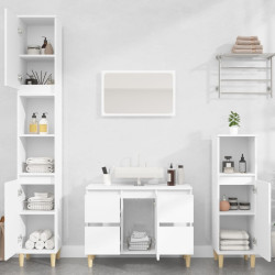 3 Pcs conjunto móveis casa de banho derivados de madeira branco