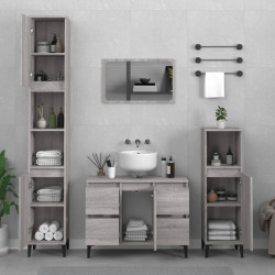 3 Pcs conjunto móveis casa de banho madeira proc. cinza sonoma