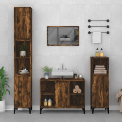 3 Pcs conjunto de móveis wc madeira processada carvalho fumado