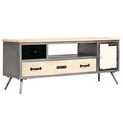 Móvel de TV madeira de mangueira maciça e aço 120x30x45 cm