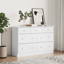 Cómoda alta 112x35x73 cm madeira de pinho maciça branco