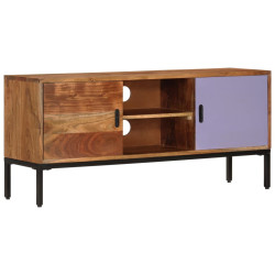 Móvel TV 110x30x50 madeira acácia maciça castanho mel e cinza