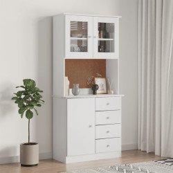 Aparador alto alta 77x35x165 cm madeira de pinho maciça branco