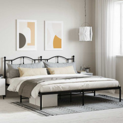 Estrutura de cama com cabeceira 200x200 cm metal preto