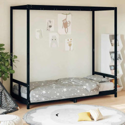 Estrutura de cama infantil 80x200 cm pinho maciço preto