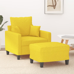 Poltrona com apoio de pés 60 cm tecido amarelo-claro