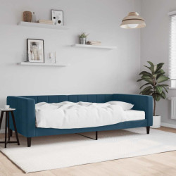 Sofá-cama com colchão 100x200 cm veludo azul