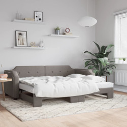 Sofá-cama com gavetão 90x200 cm tecido cinzento-acastanhado