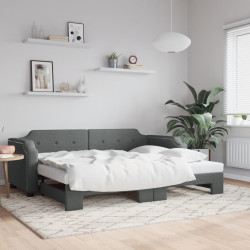 Sofá-cama com gavetão 90x200 cm tecido cinzento-escuro