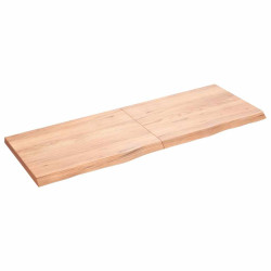 Piano tavolo marrone 140x50x(2-4) cm rovere massello trattato