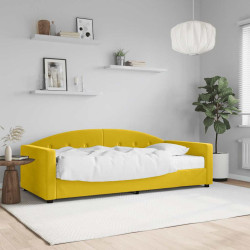 Sofá-cama com colchão 90x200 cm veludo amarelo