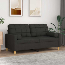 Sofá 2 lugares + almofadas decorativas 140 cm tecido preto