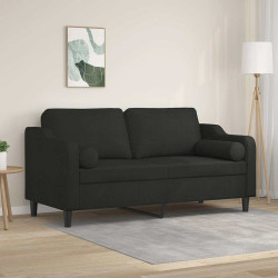 Sofá 2 lugares + almofadas decorativas 140 cm tecido preto