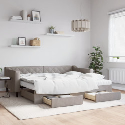 Sofá-cama c/ gavetão/gavetas 90x200 cm tecido cinza-acastanhado
