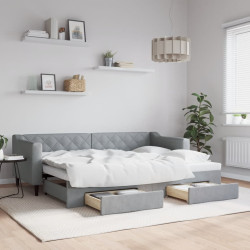 Sofá-cama c/ gavetão e gavetas 80x200 cm tecido cinzento-claro