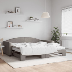 Sofá-cama + gavetão/colchões 100x200cm tecido cinza-acastanhado