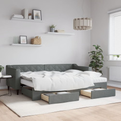 Sofá-cama c/ gavetão e gavetas 80x200 cm tecido cinzento-escuro