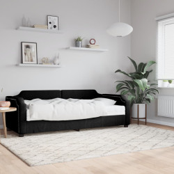 Sofá-cama com colchão 90x190 cm tecido preto